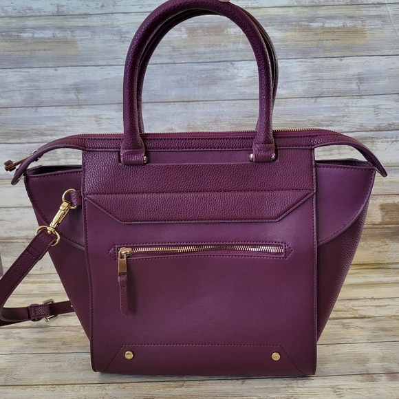Danielle Nicole Regina Leather Crossbody Tote Handles Removable Strap Purple - Picture 4 of 12
